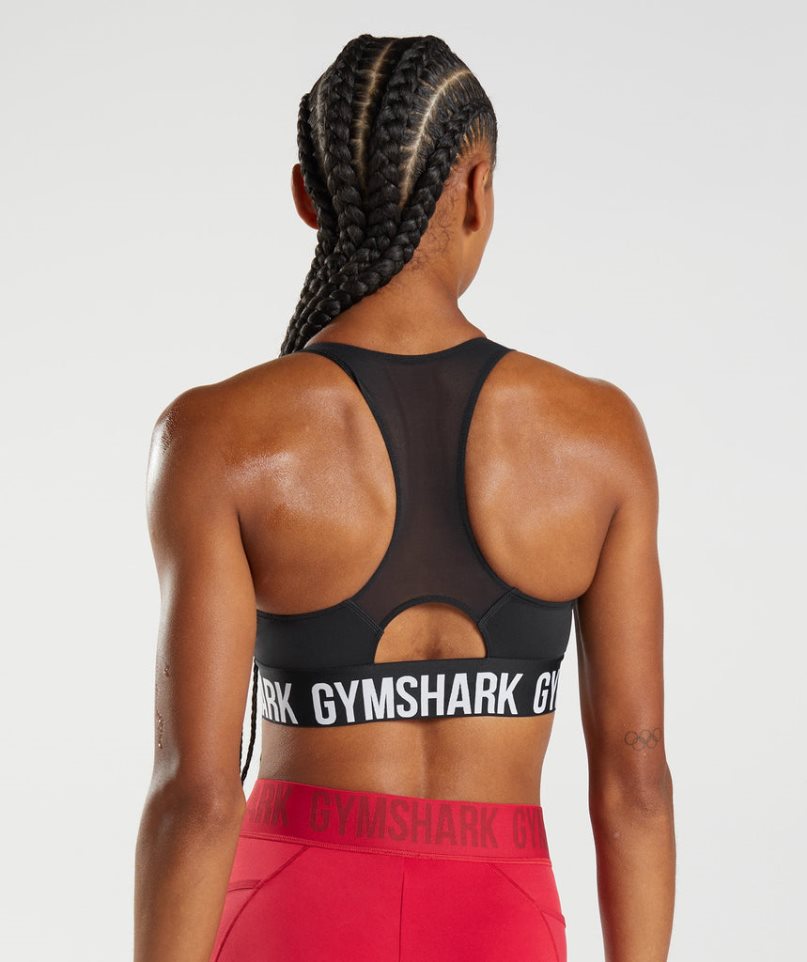 Staniki Sportowe Gymshark Treningowe Brandmark Damskie Czarne | PL 258QUW